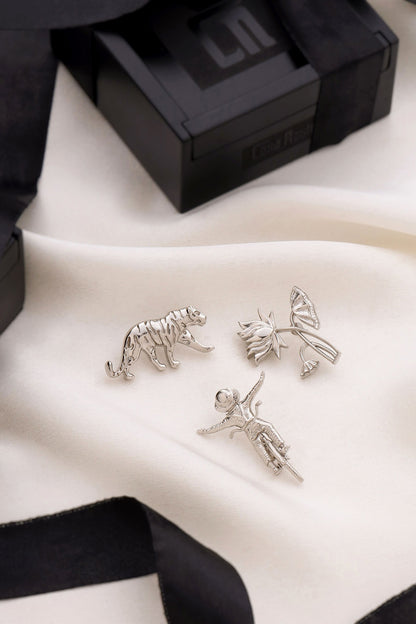 Silver Brass Brooch (Set of 3)