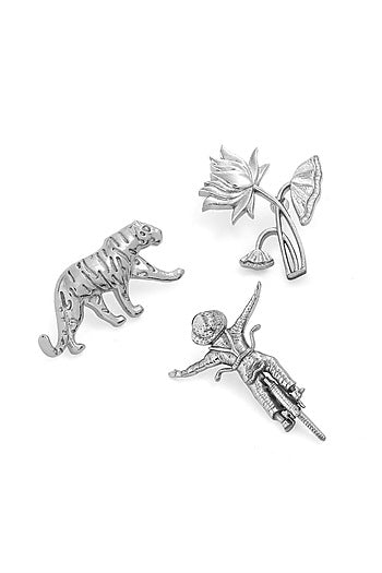 Silver Brass Brooch (Set of 3)