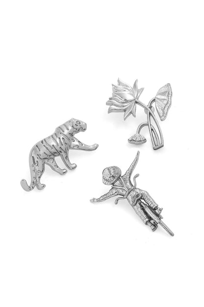 Silver Brass Brooch (Set of 3)