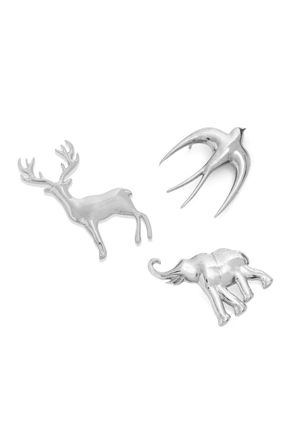 Silver Brass Brooch (Set of 3)