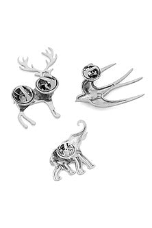 Silver Brass Brooch (Set of 3)