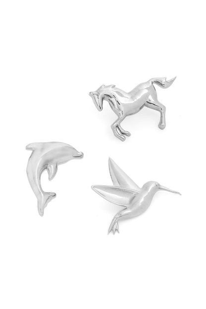 Silver Brass Brooch (Set of 3)