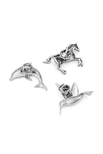 Silver Brass Brooch (Set of 3)