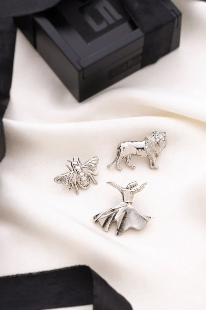 Silver Brass Brooch (Set of 3)
