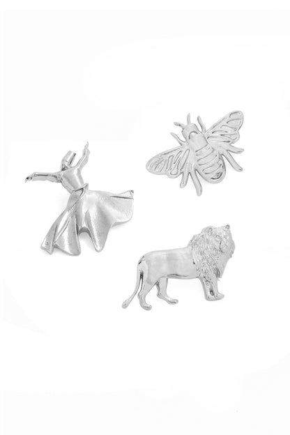 Silver Brass Brooch (Set of 3)