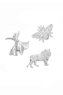Silver Brass Brooch (Set of 3)