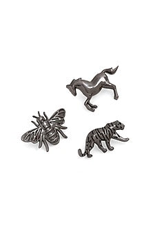 Grey Brass Brooch (Set of 3)