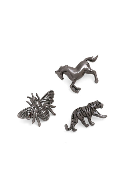 Grey Brass Brooch (Set of 3)