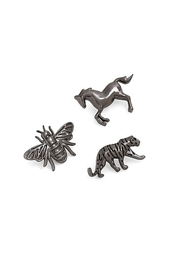 Grey Brass Brooch (Set of 3)