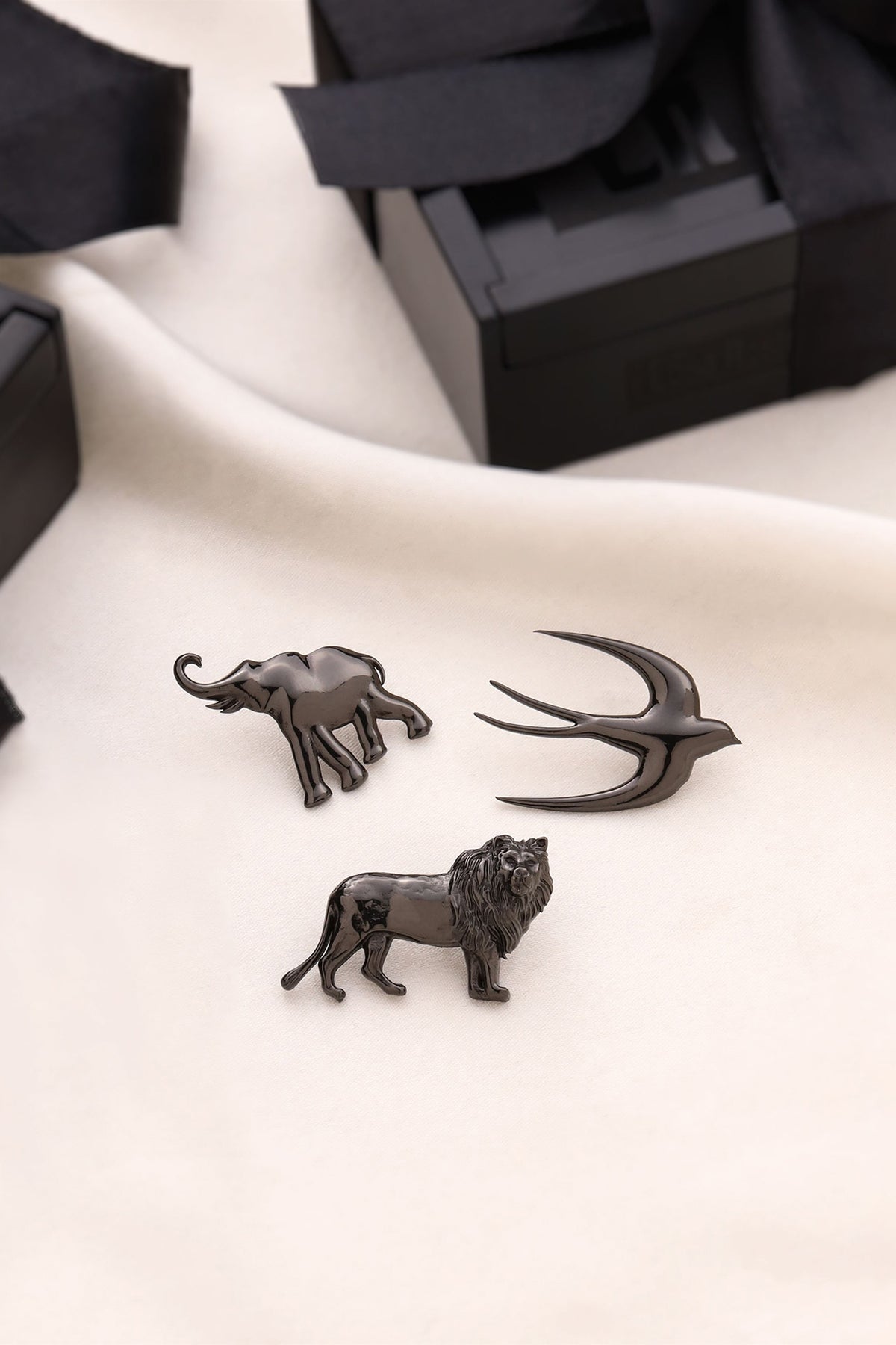 Grey Brass Brooch (Set of 3)