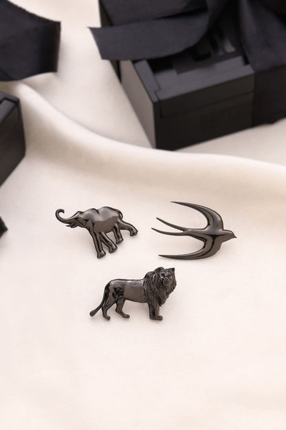 Grey Brass Brooch (Set of 3)