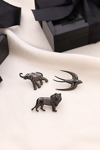 Grey Brass Brooch (Set of 3)
