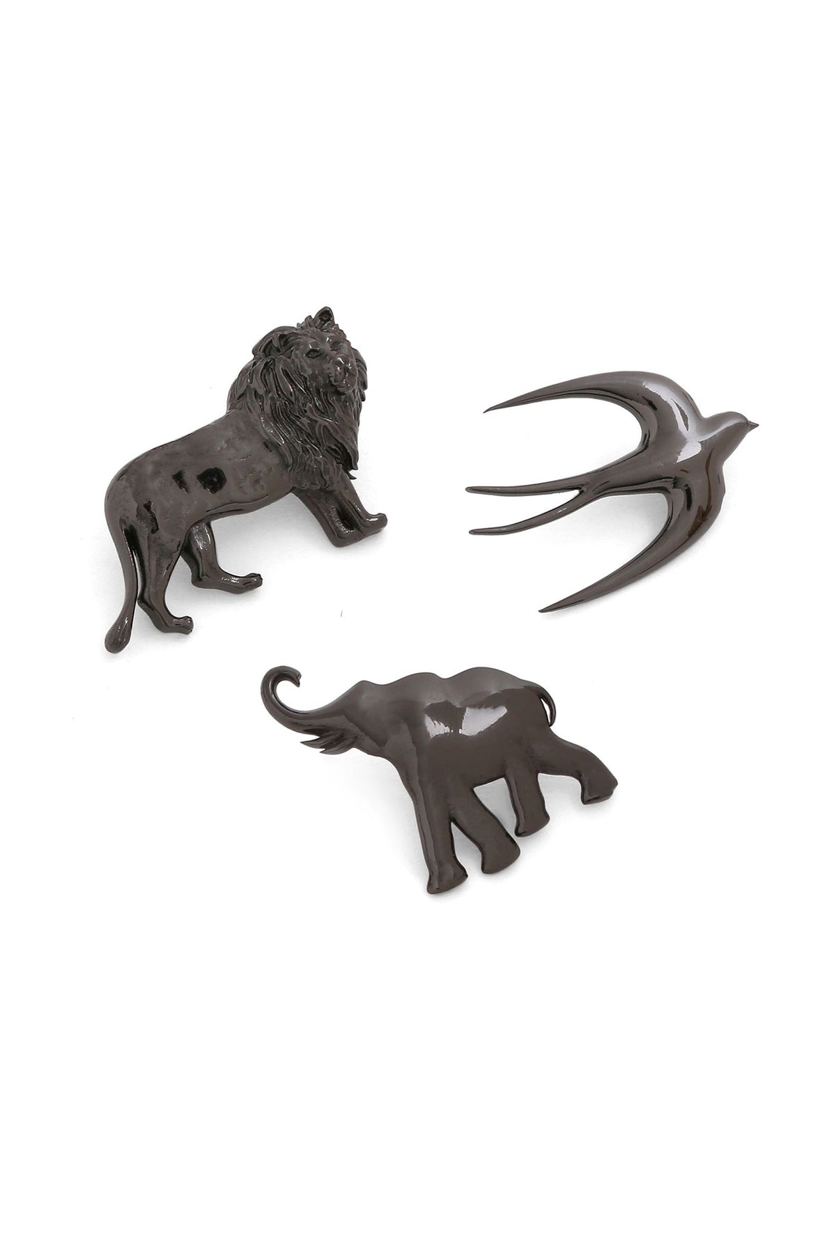 Grey Brass Brooch (Set of 3)