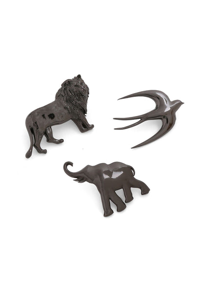 Grey Brass Brooch (Set of 3)