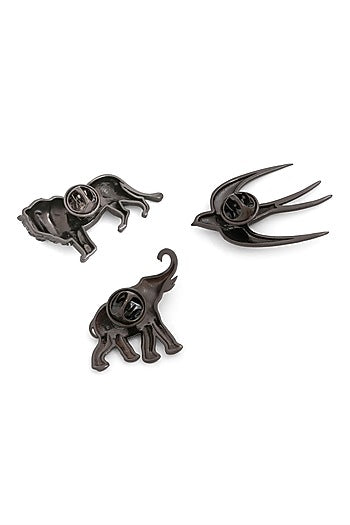 Grey Brass Brooch (Set of 3)