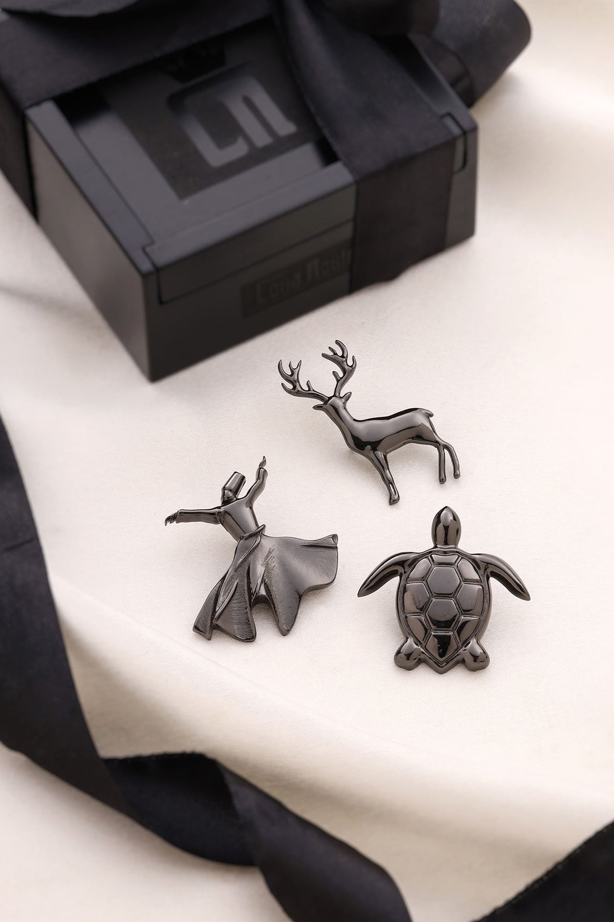 Grey Brass Brooch (Set of 3)