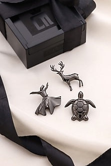 Grey Brass Brooch (Set of 3)
