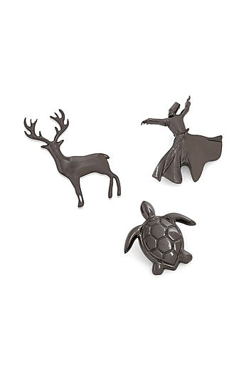Grey Brass Brooch (Set of 3)