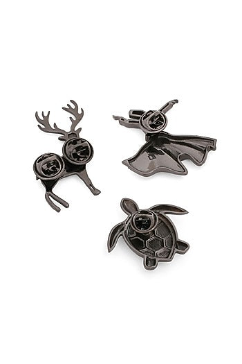 Grey Brass Brooch (Set of 3)