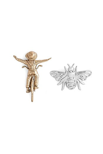 Multi-Colored Brass Brooch (Set of 2)
