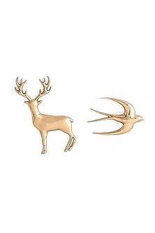 Gold Brass Brooch (Set of 2)