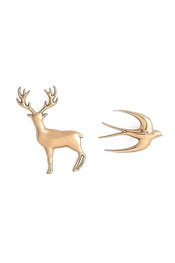 Gold Brass Brooch (Set of 2)