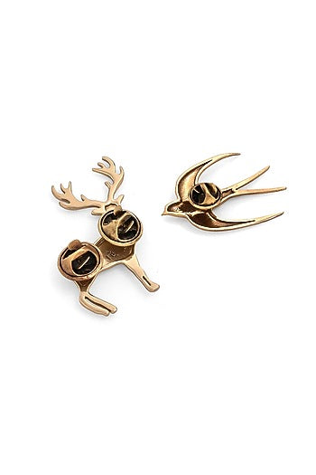 Gold Brass Brooch (Set of 2)