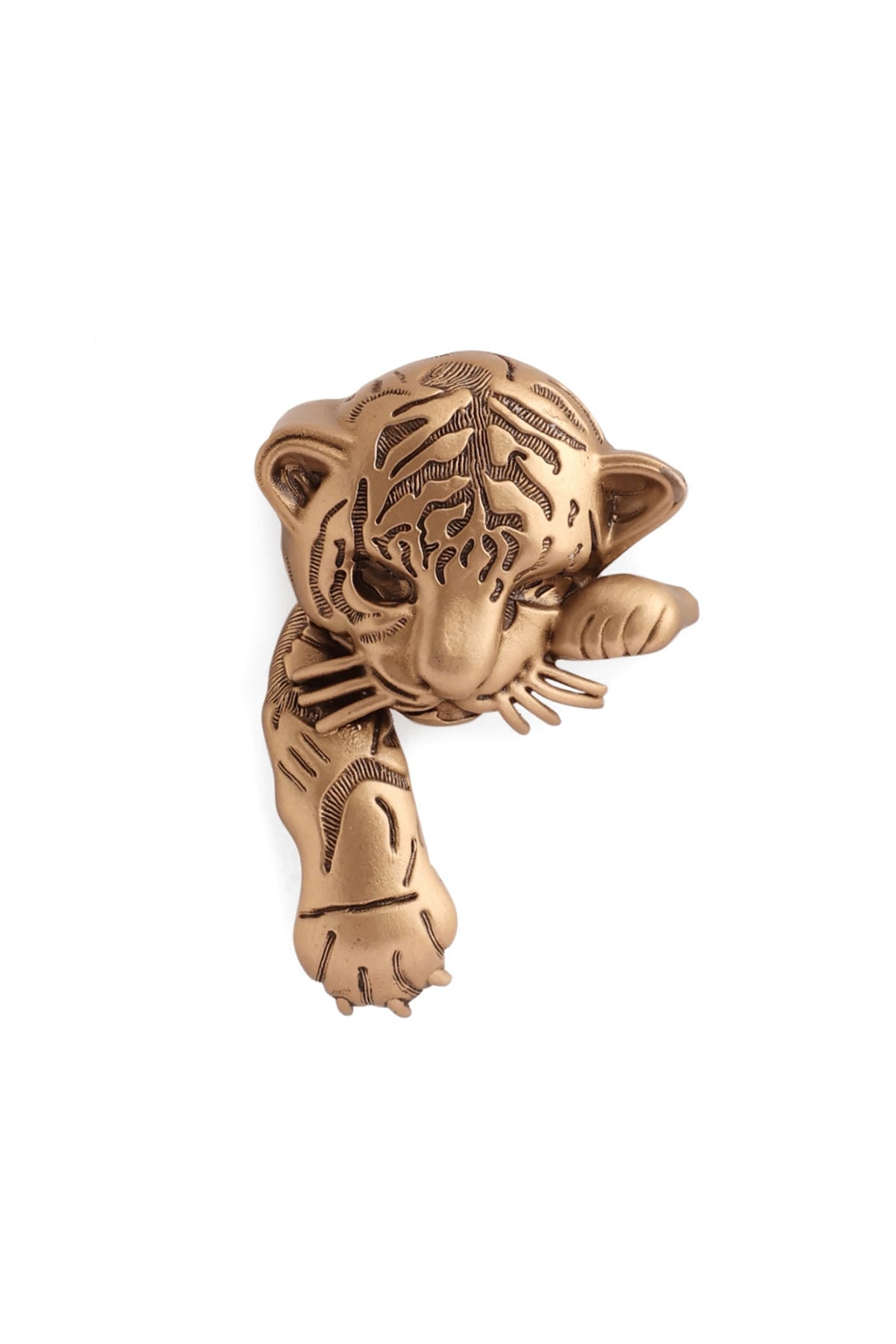 Antique Gold Brass Young Tiger Brooch