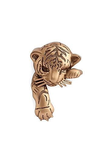 Antique Gold Brass Young Tiger Brooch