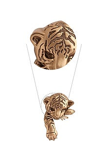 Antique Gold Brass Young Tiger Brooch