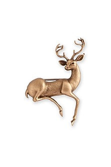 Antique Gold Brass Noble Deer Brooch