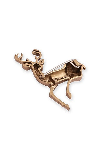 Antique Gold Brass Noble Deer Brooch