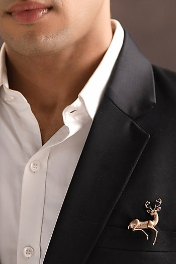 Antique Gold Brass Noble Deer Brooch