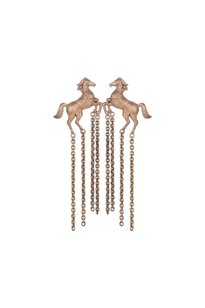 Antique Gold Finish Mustang Brooch