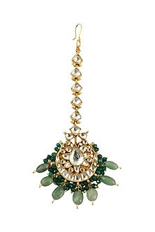 Gold Finish Beaded Maang Tikka