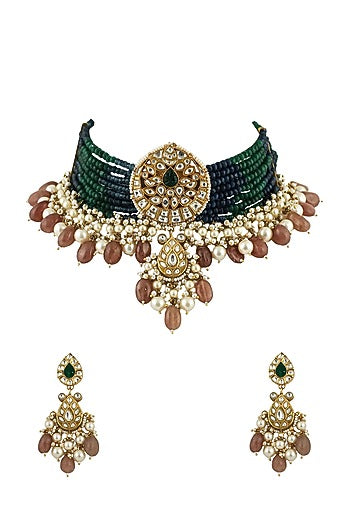 Gold Plated Beaded Necklace Set
