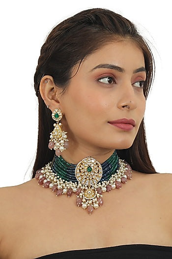 Gold Plated Beaded Necklace Set