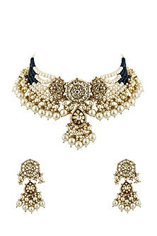 Gold Finish Meenakari Choker Necklace Set