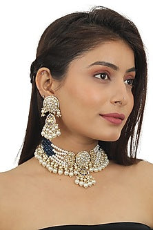 Gold Finish Meenakari Choker Necklace Set