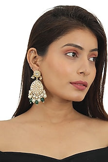 Gold Finish Choker Necklace Set With Beads