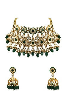 Gold Finish Meenakari Layered Necklace Set