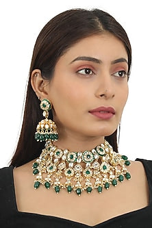 Gold Finish Meenakari Layered Necklace Set