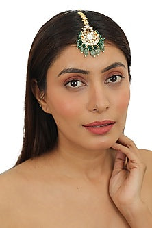 Gold Finish Beaded Maang Tikka