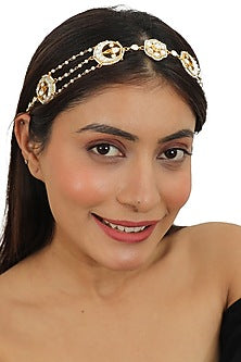 Gold Finish Matha Patti With Jadtar Stones