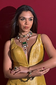 Gold Finish Multi-Colored Gemstone Necklace