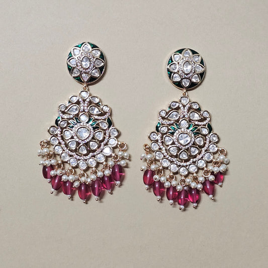 Ripple Romance  Kundan Long Earrings