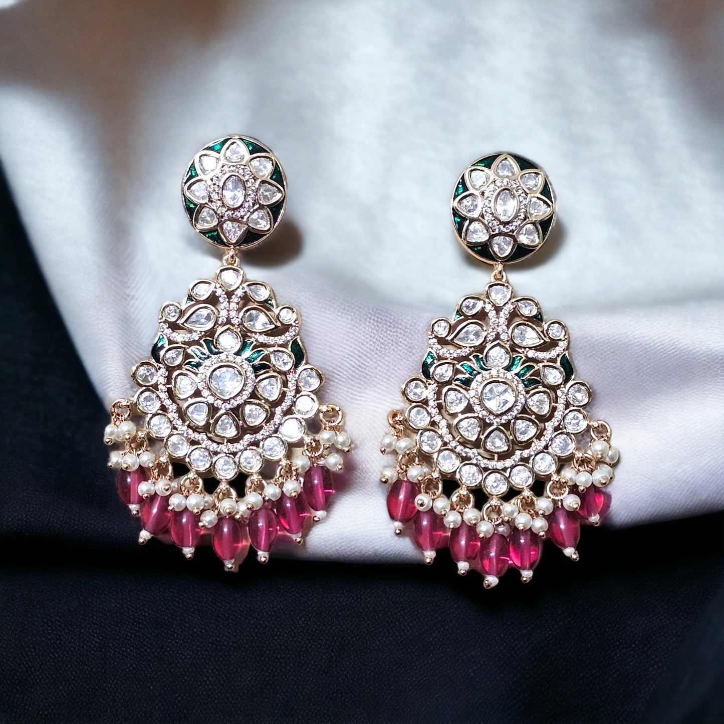 Ripple Romance  Kundan Long Earrings