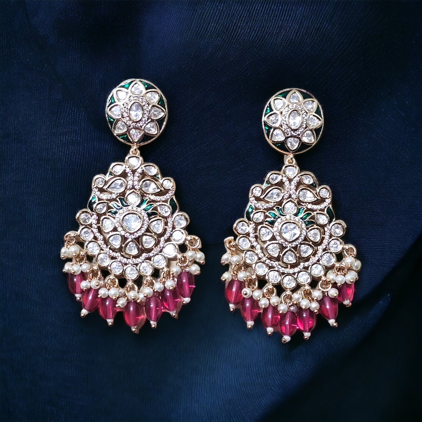 Ripple Romance  Kundan Long Earrings