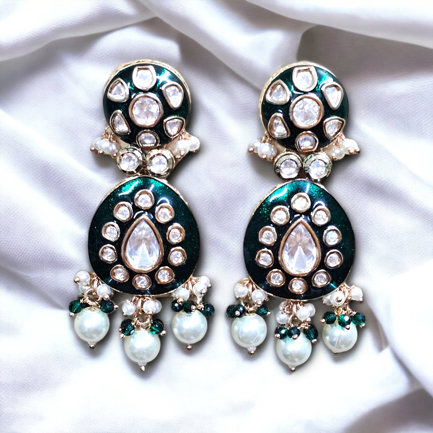 Grace Kundan  Long Earrings