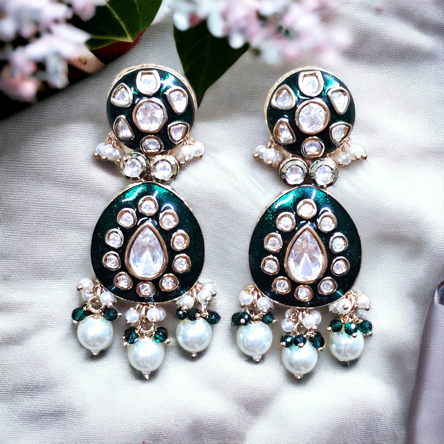 Grace Kundan  Long Earrings